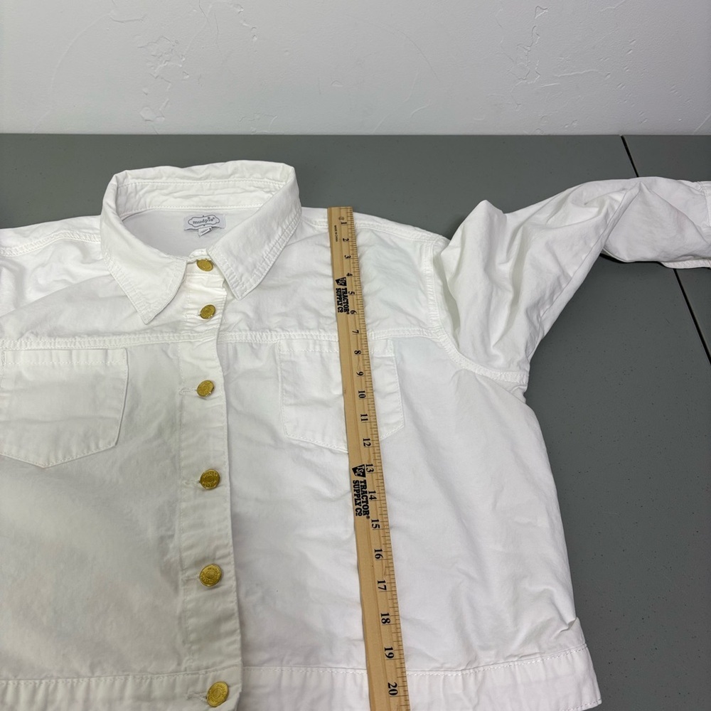 Mudpie White Cropped Boxy Women Jacket Blazer Lightweight XL Button Front - Picture 10 of 11